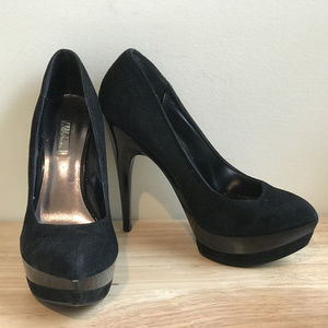 Black Suede Platform Pumps